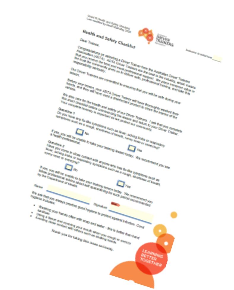 CoVid-19 Health and Safety Checklist
