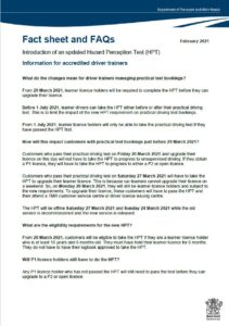Hazard perception test fact Sheet